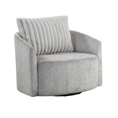 28.5" Frame Height Swivel Chair In Soft Gray For Living Space Enhancement 3" Arm Width Chenille With Stability | Wayfair North America