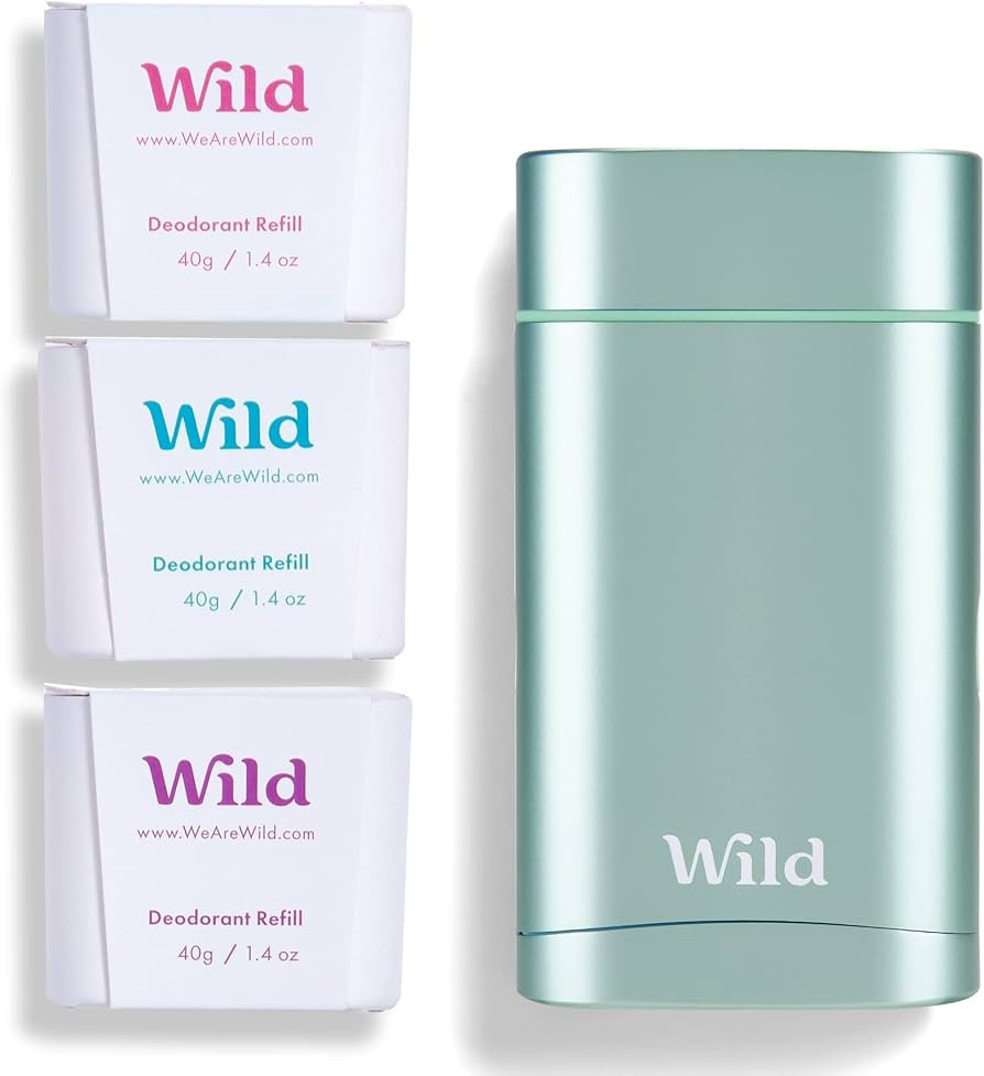 Wild - Natural Refillable Deodorant - Aluminum Free - Aqua Case with Refill Variety Pack (3 x 1.4... | Amazon (US)