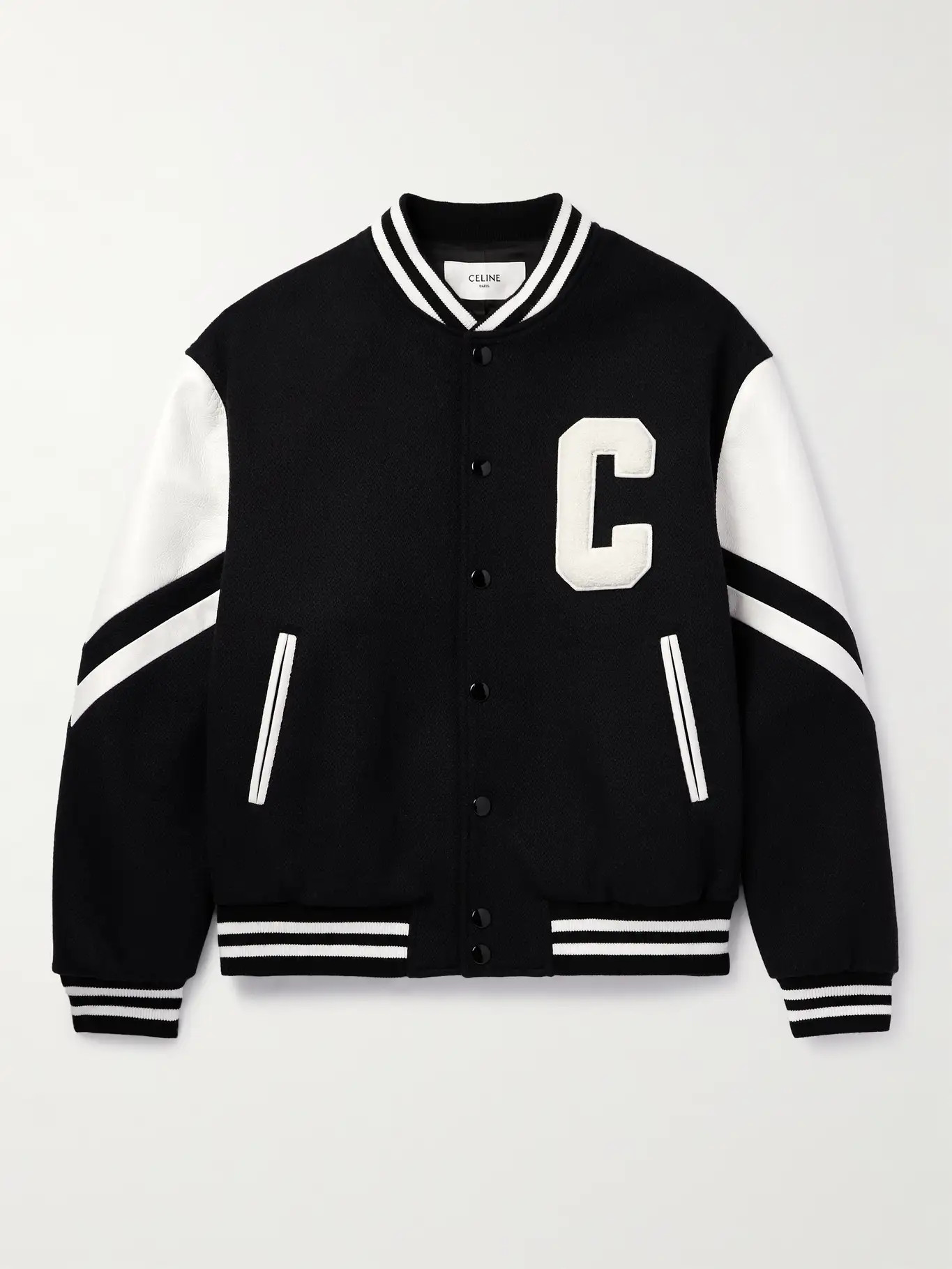 Logo-Appliquéd Virgin Wool-Blend and Leather Varsity Jacket | Mr Porter (US & CA)
