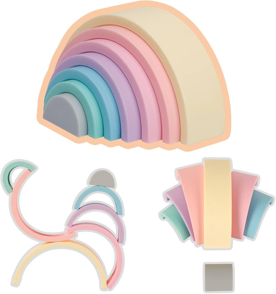 BESSENTIALS Silicone Stacking Rainbow, Silicone Baby Stacking Toys, STEM Toys, Stacking Toy & Tee... | Amazon (US)