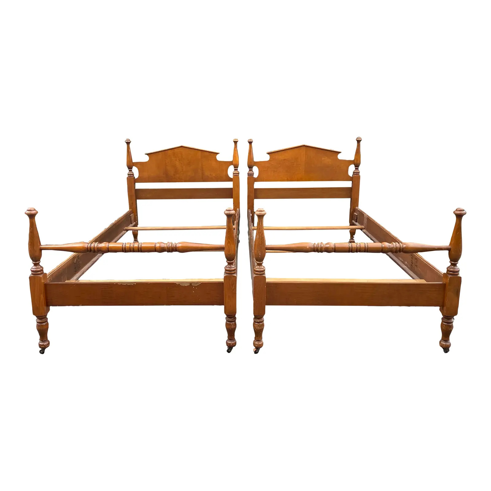 1990s Vintage Maple Twin Beds- a Pair | Chairish
