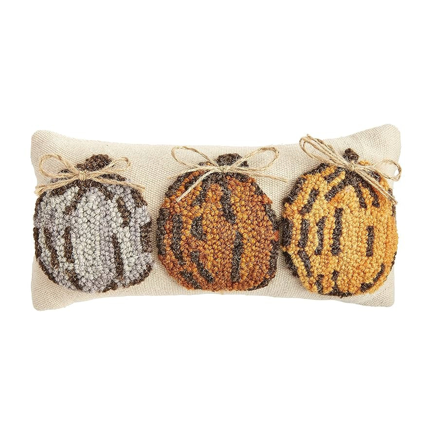 Mud Pie Fall Mini Hooked Pillow, Pumpkin Trio, 6" x 12" | Amazon (US)