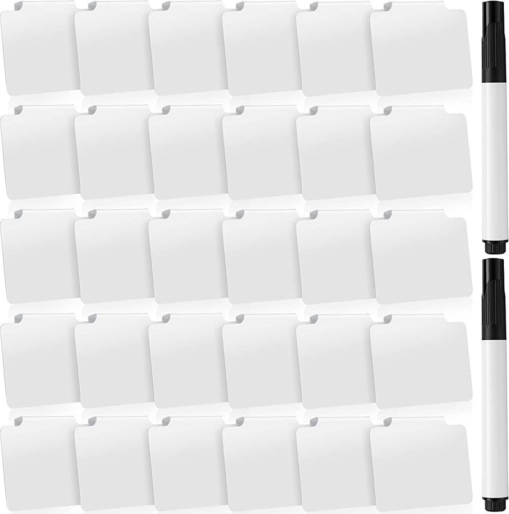 32 Pieces Basket Labels Clip Set, Include 30 Pieces Kitchen Clip Label Holder Removable PVC Bin w... | Amazon (US)
