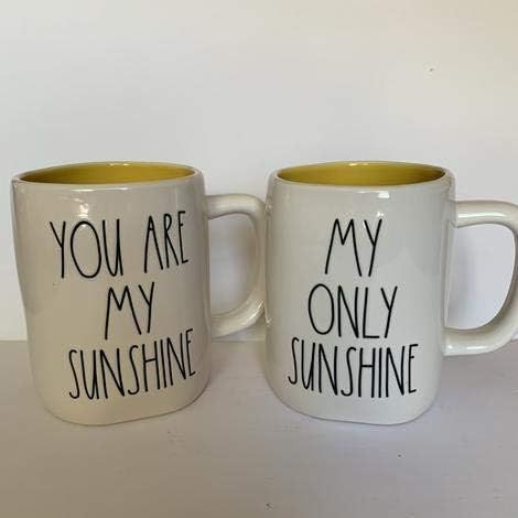 Rae Dunn YOU ARE MY SUNSHINE + MY ONLY SUNSHINE Mug Set of 2 - Yellow interior - 2020 Limited Editio | Amazon (US)