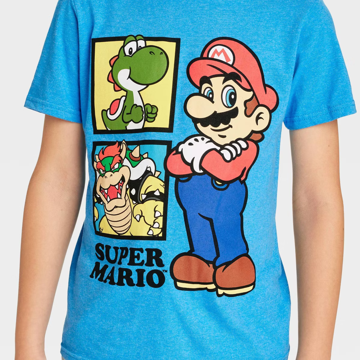 Boys' Super Mario Yoshi & Bowser Short Sleeve Graphic T-Shirt - Blue | Target
