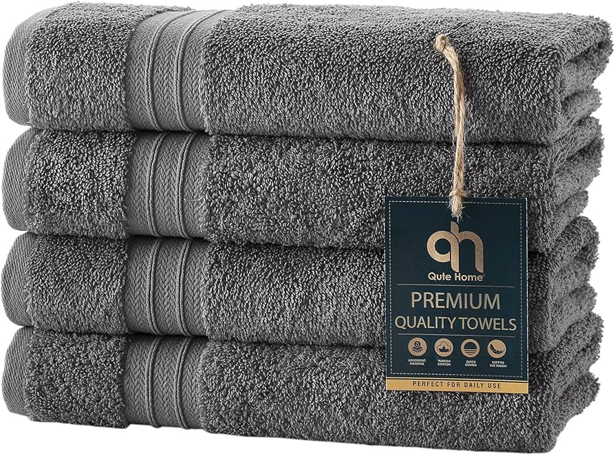 Qute Home 4-Piece Hand Towels Set, Bosporus Collection 100% Turkish Cotton Premium Quality Towels... | Amazon (US)