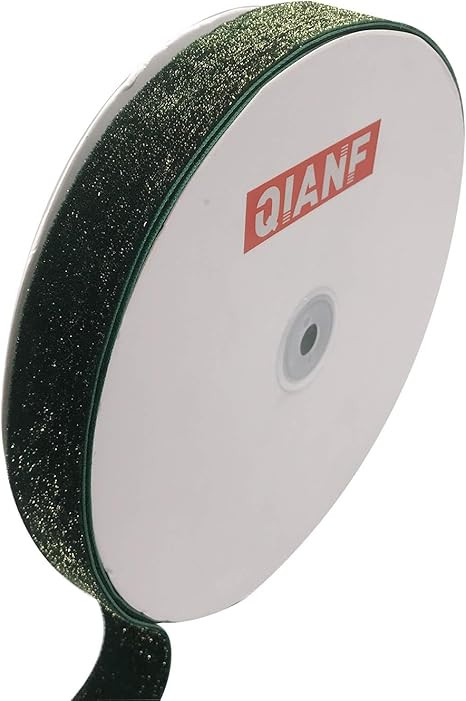 QIANF Green Vintage Shimmer Velvet Ribbon, 3/8-Inch by 25-Yard | Amazon (US)