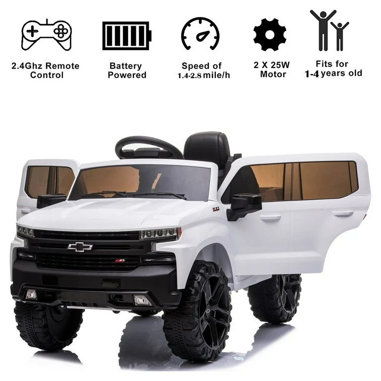 Chevrolet Silverado 12V Powered Ride on Cars for Kids, Remote Control, LED Light, MP3 Player, Ele... | Walmart (US)