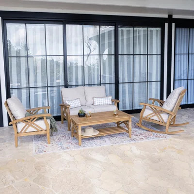 Campana 4 - Person Teak Outdoor Conversation Set With Cushions | Wayfair North America