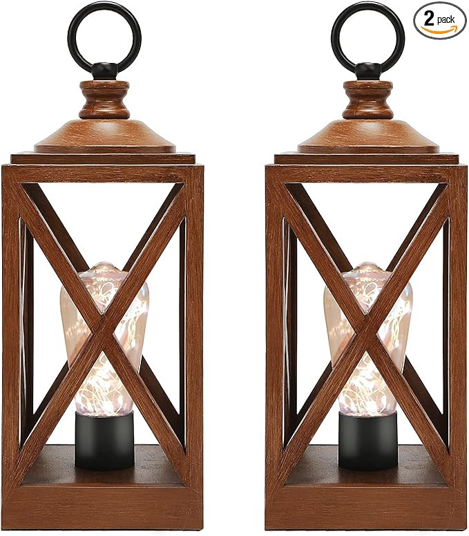 14" Vintage Battery Powered Table Lamp Decorative Rustic Outdoor Pendant Light Exterior Hanging L... | Amazon (US)