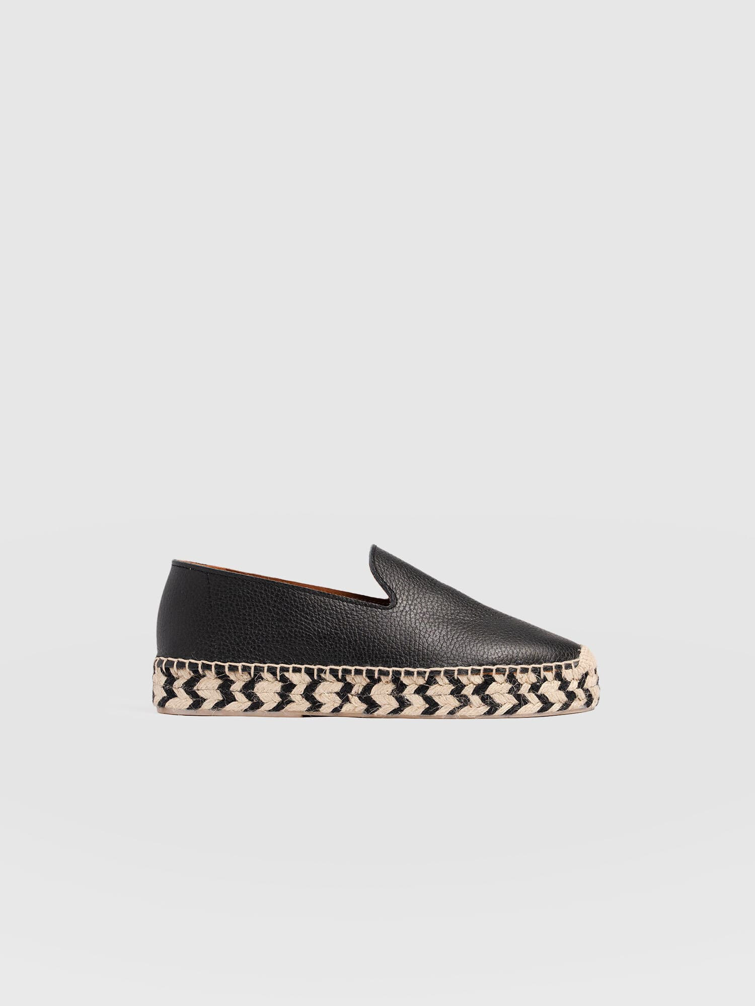 Hampton Espadrilles - Black Leather | Saint + Sofia UK