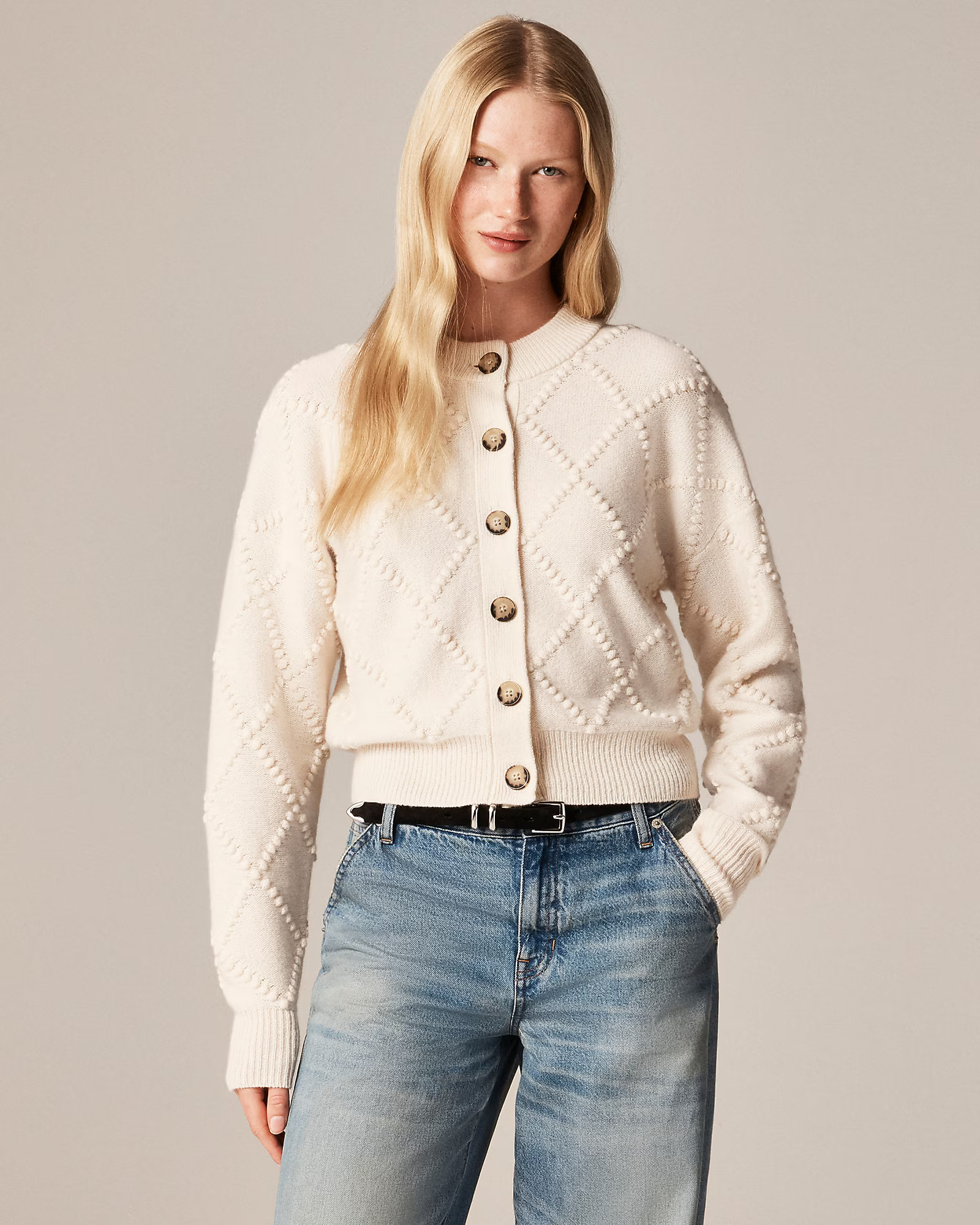 Popcorn-stitch cardigan in vintage wool | J. Crew US