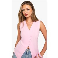 Womens Asymmetric Button Detail Waistcoat - Pink - 12, Pink | Boohoo.com (UK & IE)