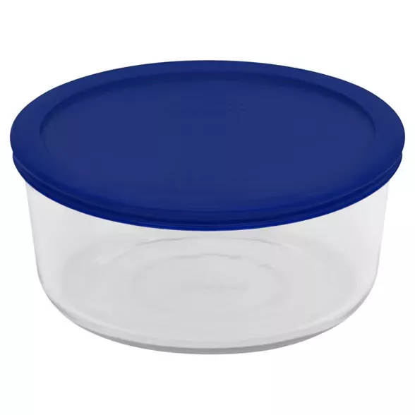 Pyrex 7 Cup Glass Round Storage Container Blue : Target