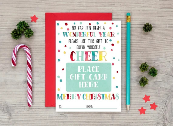Teacher Gift Christmas Printable Gift Card Holder Holiday | Etsy | Etsy (US)