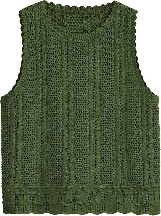 KIRUNDO Beach Vacation Clothes for Women Spring Summer Crochet Sweater Vest Tank Tops Cover Ups R... | Amazon (US)