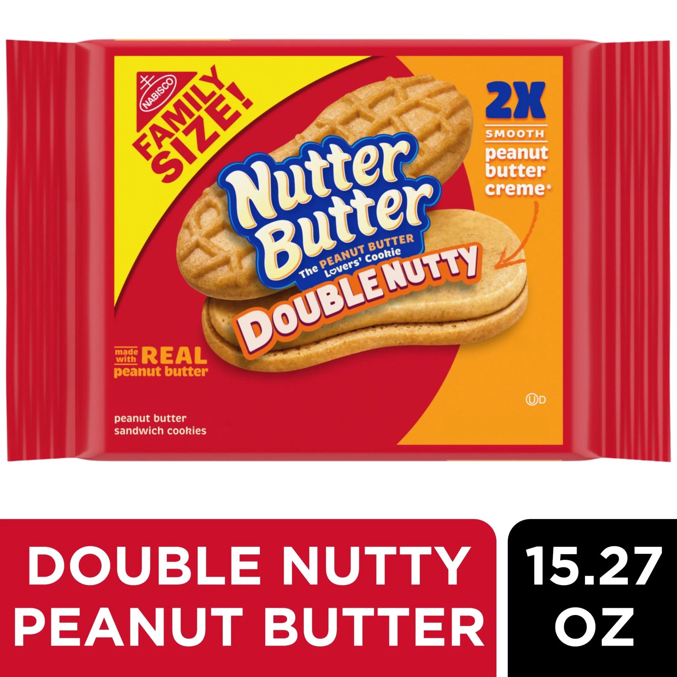 Nutter Butter Double Nutty Peanut Butter Sandwich Cookies, Family Size, 15.27 oz | Walmart (US)