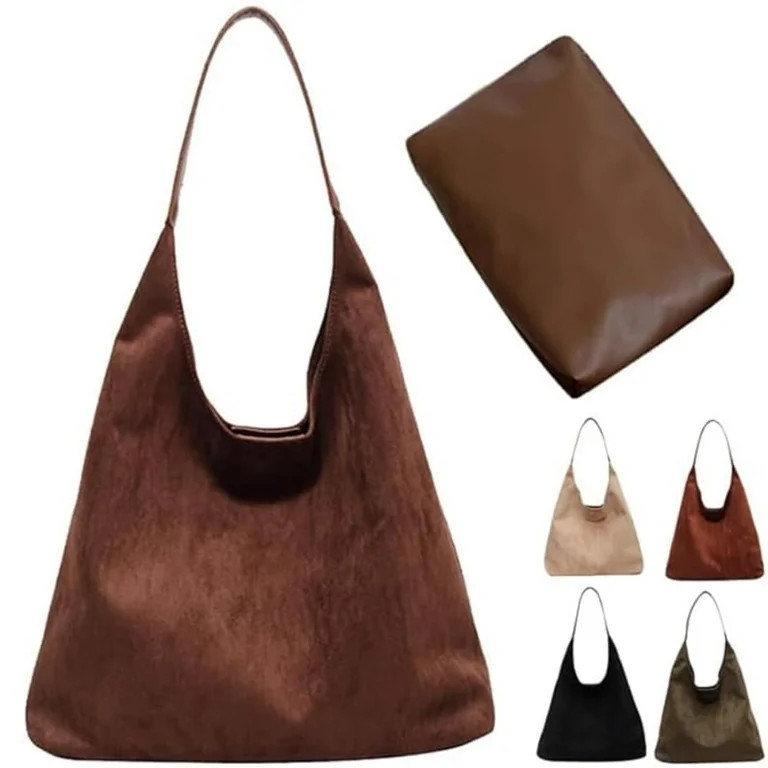 Gocvo Retro Faux Suede Bags for Women Suede Tote Bag with Purse Slouchy Bag Hobo Handbag Crescent... | Walmart (US)