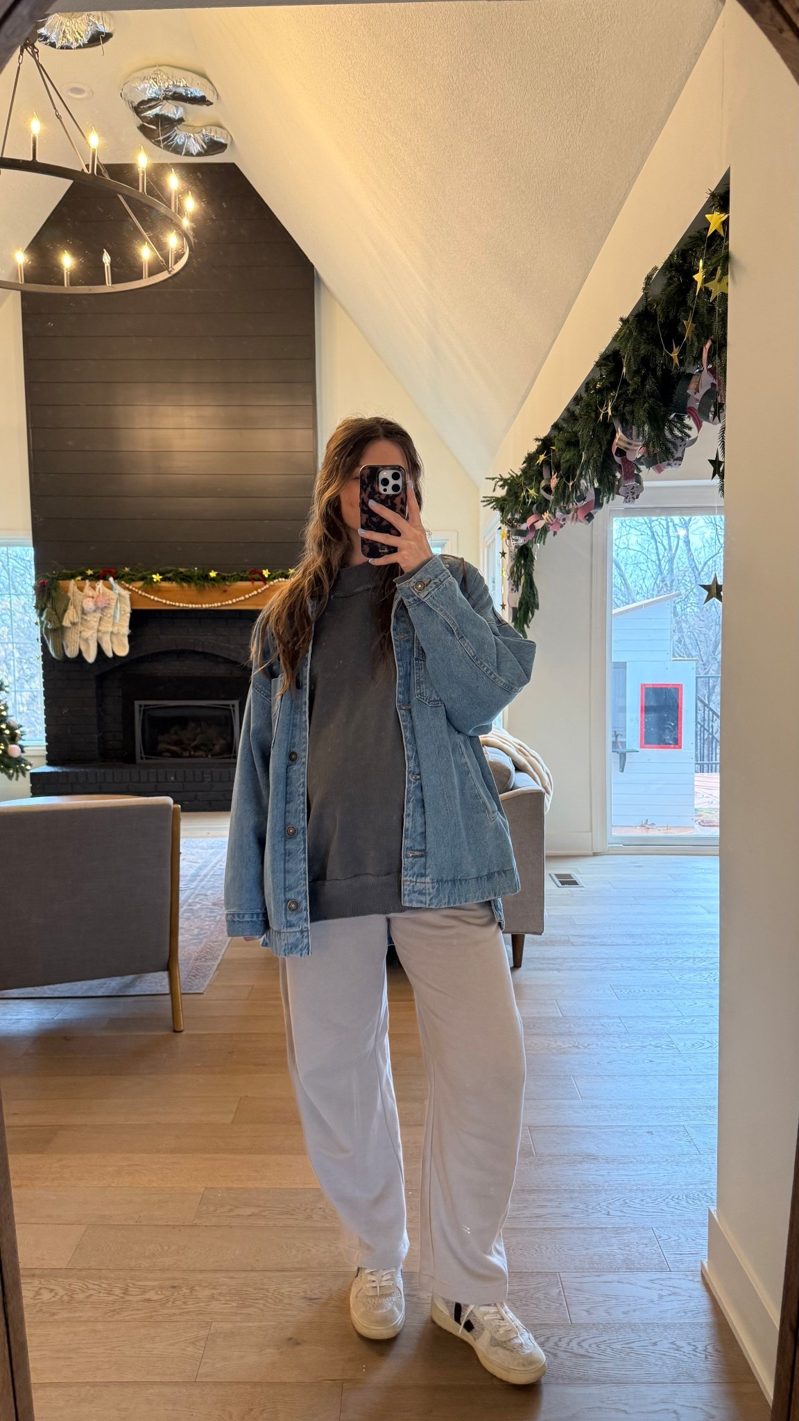 wearing a small in denim jacket, fits oversized! one of my favorite closet staples! Size up to a medium for a more oversized fit in the mock neck for the bump! Wearing a small and barrel sweatpants, under the bump! 

#LTKootd #LTKBump