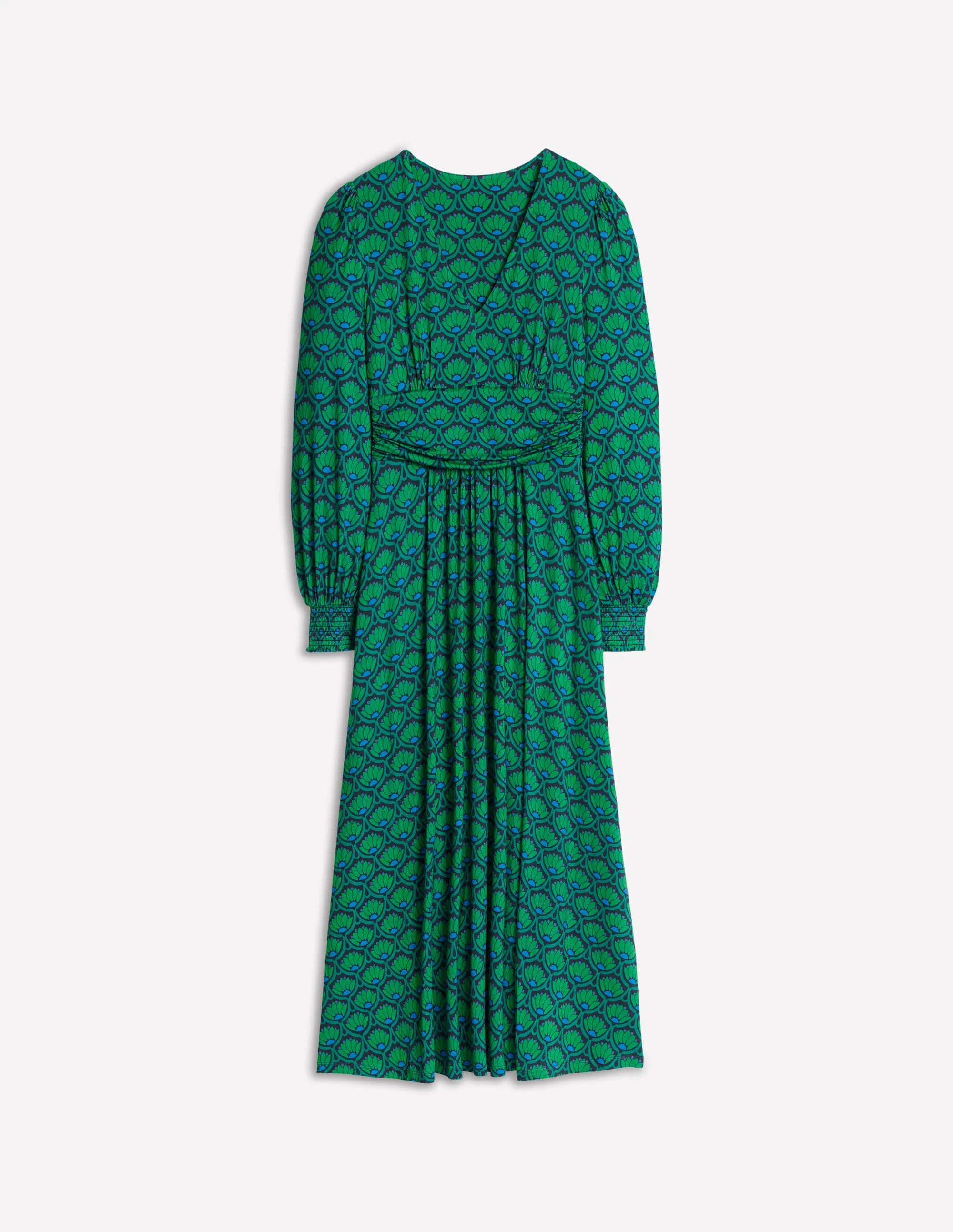 Daphne Jersey Maxi Dress-Rich Emerald, Lotus Stamp | Boden (US)