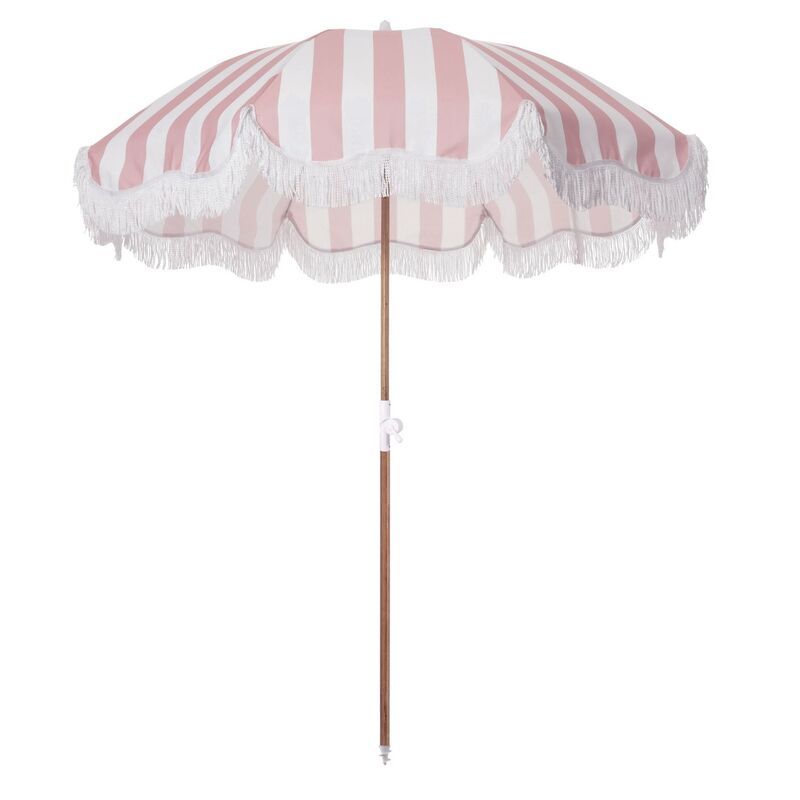 Holiday Beach Umbrella, Pink/White Stripe | One Kings Lane