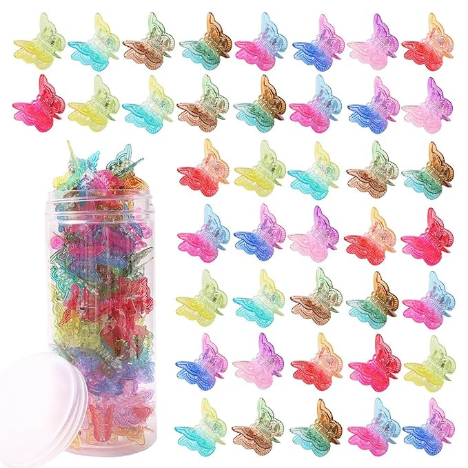 Rosvia 54 Tiny Butterfly Hair Clips,Gradient Color Fairy Hair Claw Clip for Girls Women，90s Y2K... | Amazon (US)