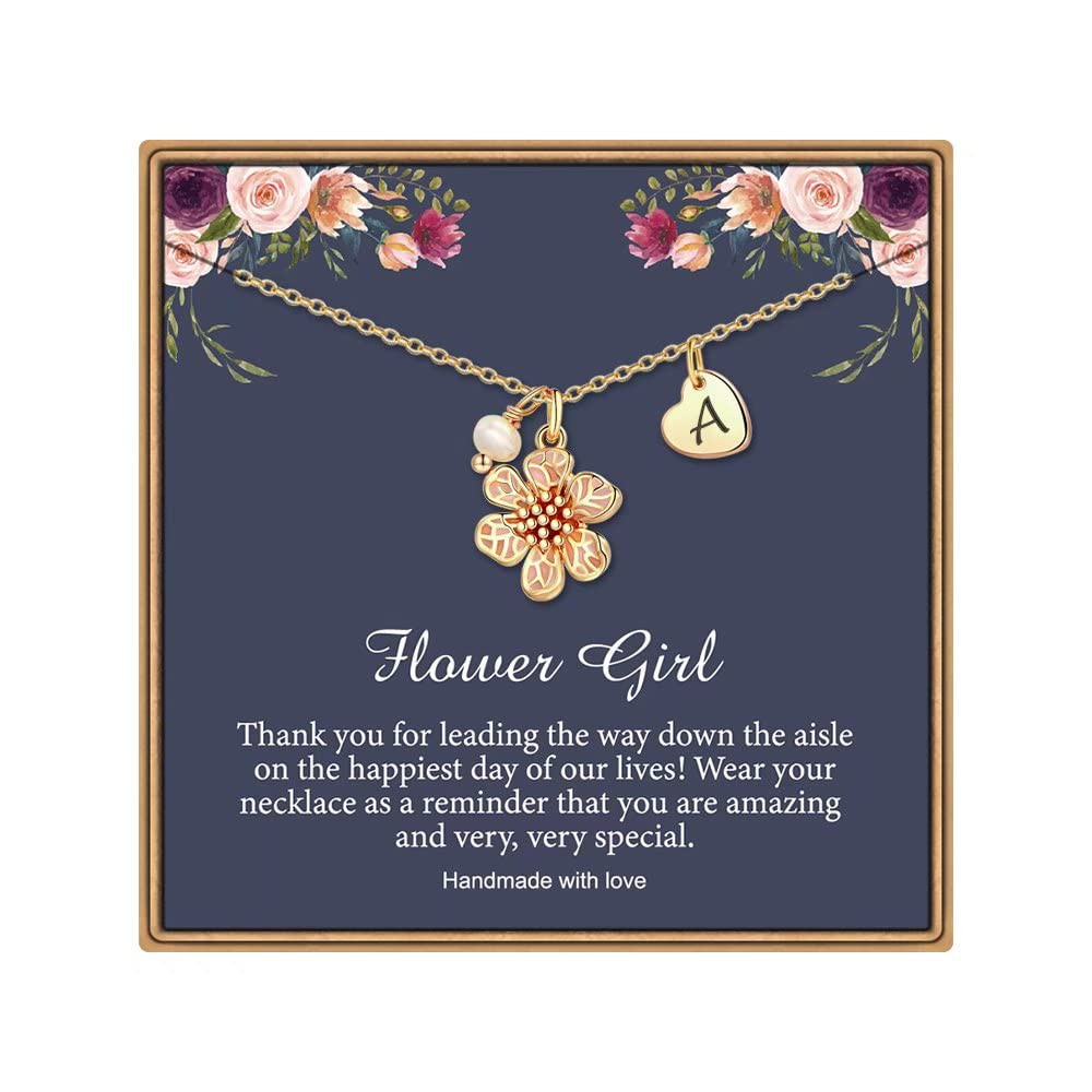 IEFLIFE Flower Girl Gifts - 14K Gold Plated Heart Initial Necklace Wedding Gift for Girls | Amazon (US)