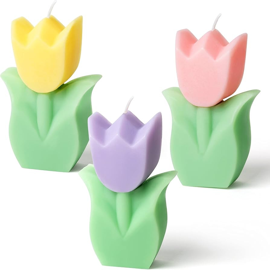 COcnny 3pcs Tulip Candle Decor, Tulip Shaped Scented Candles Decorations, Flower Aesthetic Paraff... | Amazon (US)