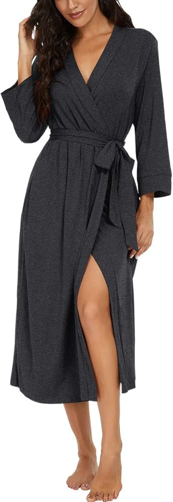 VINTATRE Women Kimono Robes Long Knit Bathrobe Lightweight Soft Knit Sleepwear V-neck Casual Ladi... | Amazon (US)