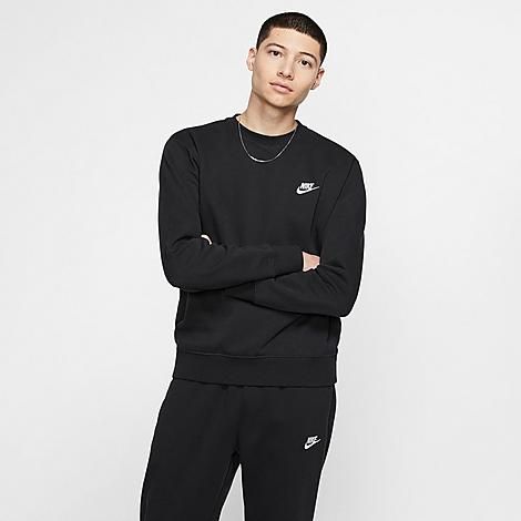Nike Men's Sportswear Club Fleece Crewneck Sweatshirt in Black Size 2X-Large Cotton/Polyester/Fleece | Finish Line (US)