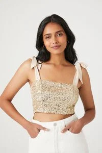 Sequin Tie-Strap Crop Top | Forever 21 (US)