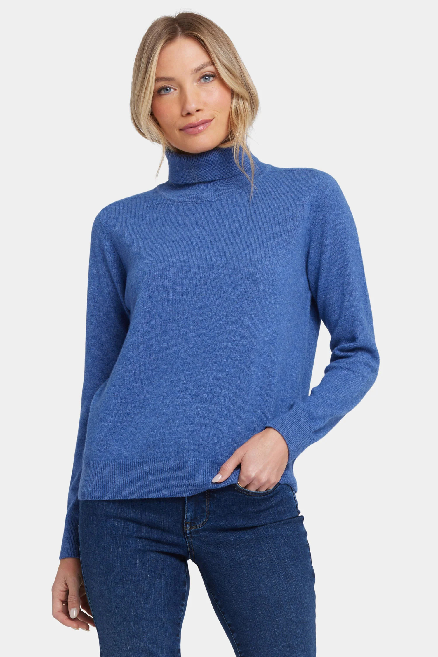 Cashmere Turtleneck Sweater - Heather Blue | NYDJ