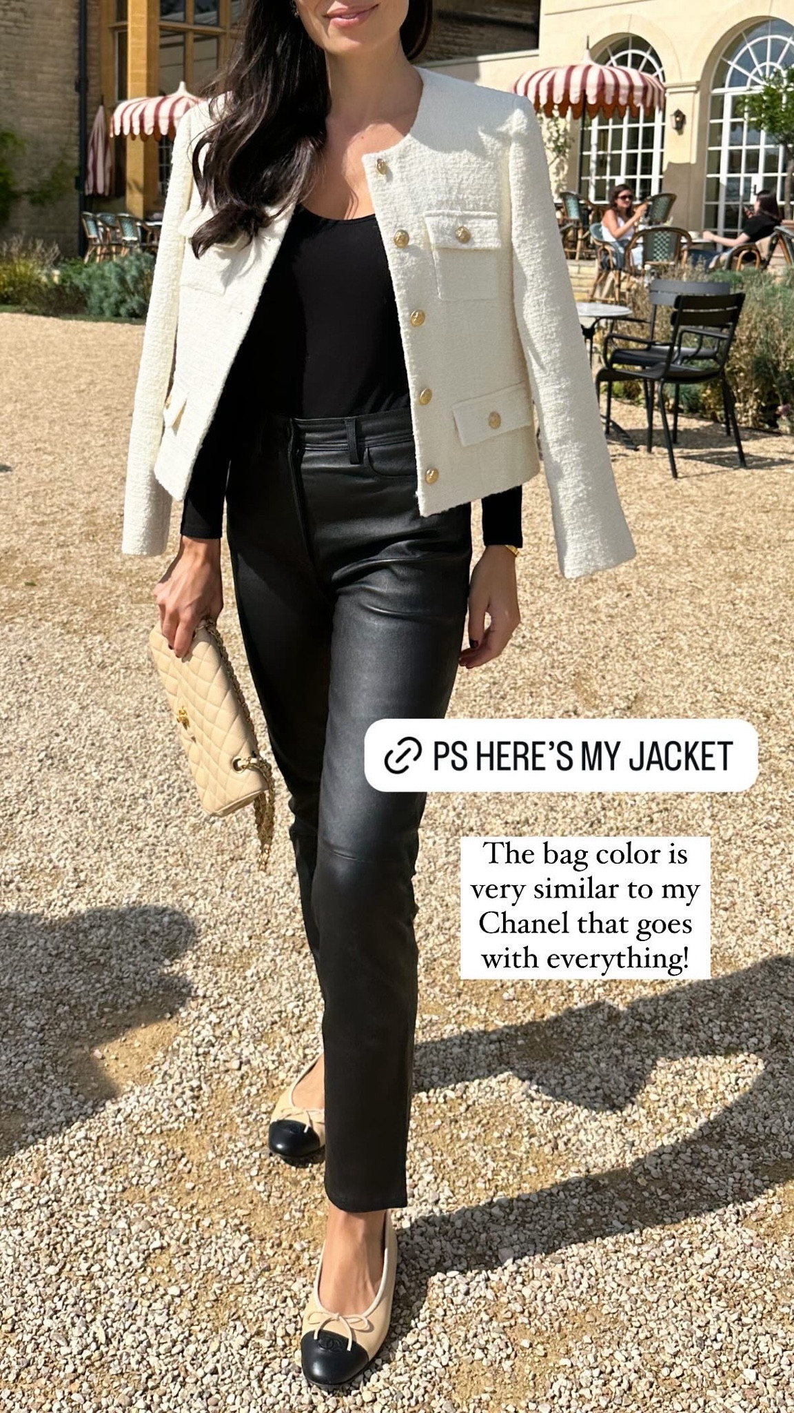 Fall outfit, leather pants, lady jacket, Chanel ballet flats. 

#LTKShoeCrush #LTKSeasonal #LTKWorkwear