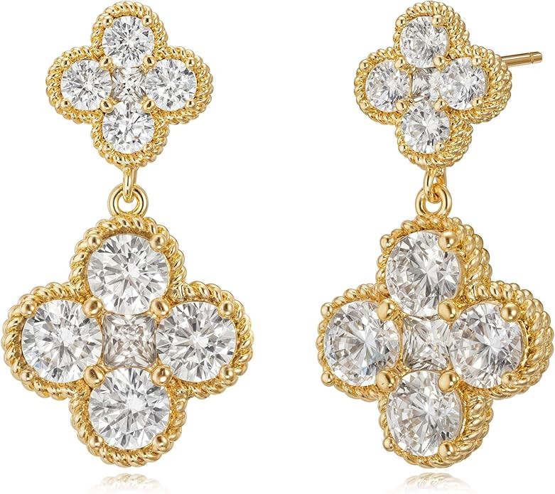 MTMY Dangle Earrings for Women 14K Gold Plated Four Leaf Clover Dangling Drop Birthstone Stud Ear... | Amazon (US)