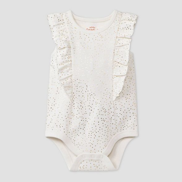 Baby Girls' Foil Short Sleeve Bodysuit - Cat & Jack™ Cream | Target