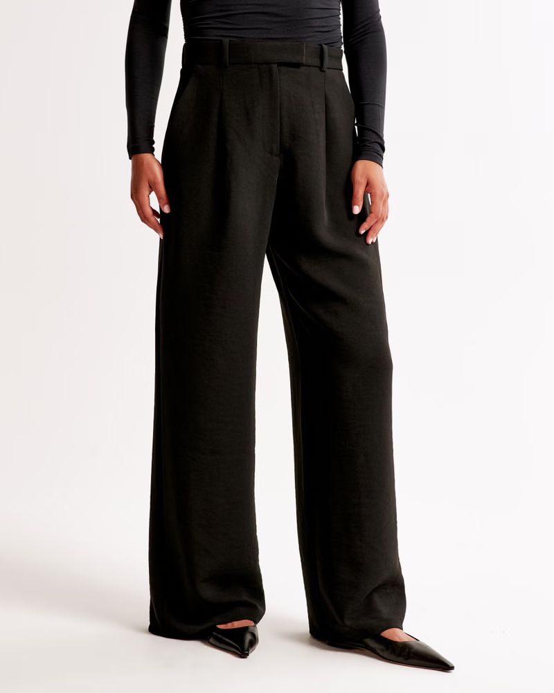 Curve Love A&F Harper Tailored Premium Crepe Pant | Black Dress Pants | Black Work Pants | Abercrombie & Fitch (US)