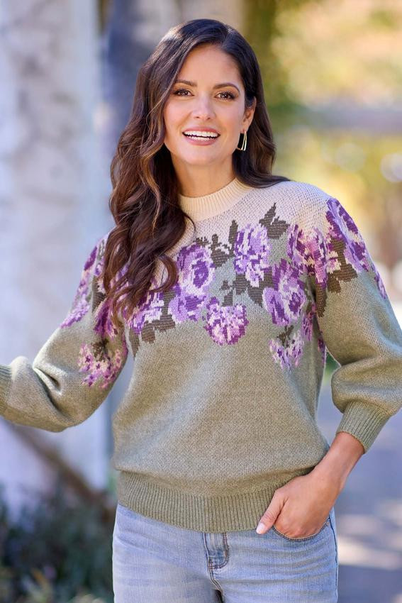 Moss Floral Sweater | Cato Fashions