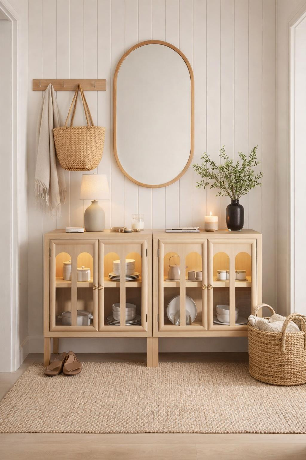 Love this Buffet Cabinet with Storage, comes in Set of 2 and in a darker color. Would be cute in an entry way or family room as a TV stand. 

 #LTKHome #LTKSaleAlert