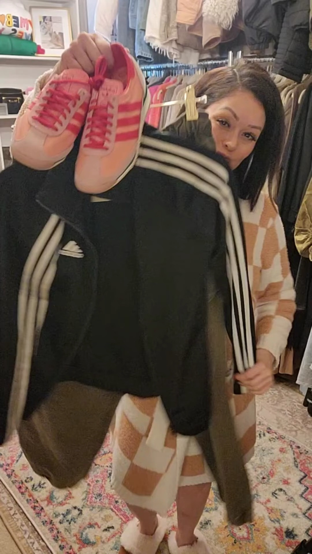 Wearing a small in the track jacket & pants. A super comfortable outfit! Adidas are tts.

#adidas 
#casualstyle


#LTKShoeCrush #LTKStyleTip #LTKActive