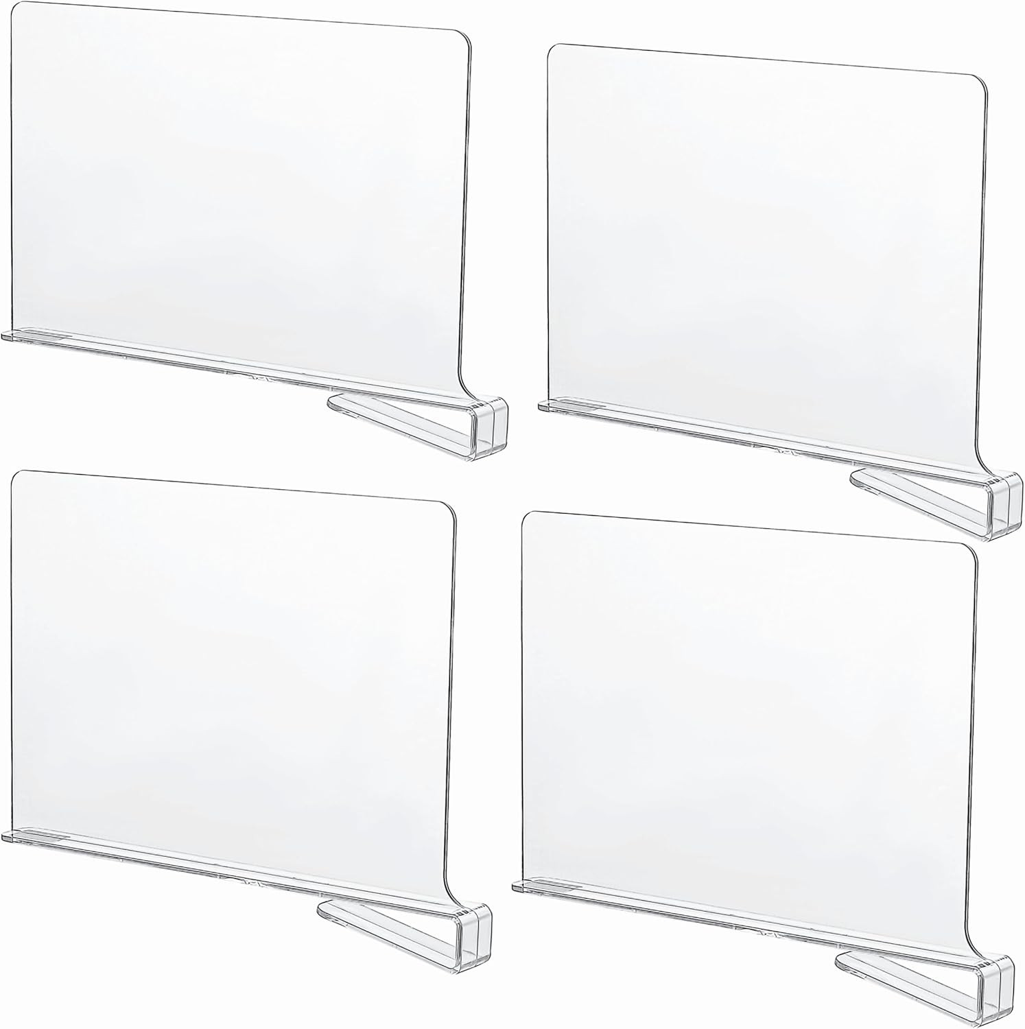 CY craft Acrylic Shelf Dividers for Closets,Wood Shelf Dividers, 4 PCS Clear Shelf Separators,Per... | Amazon (US)