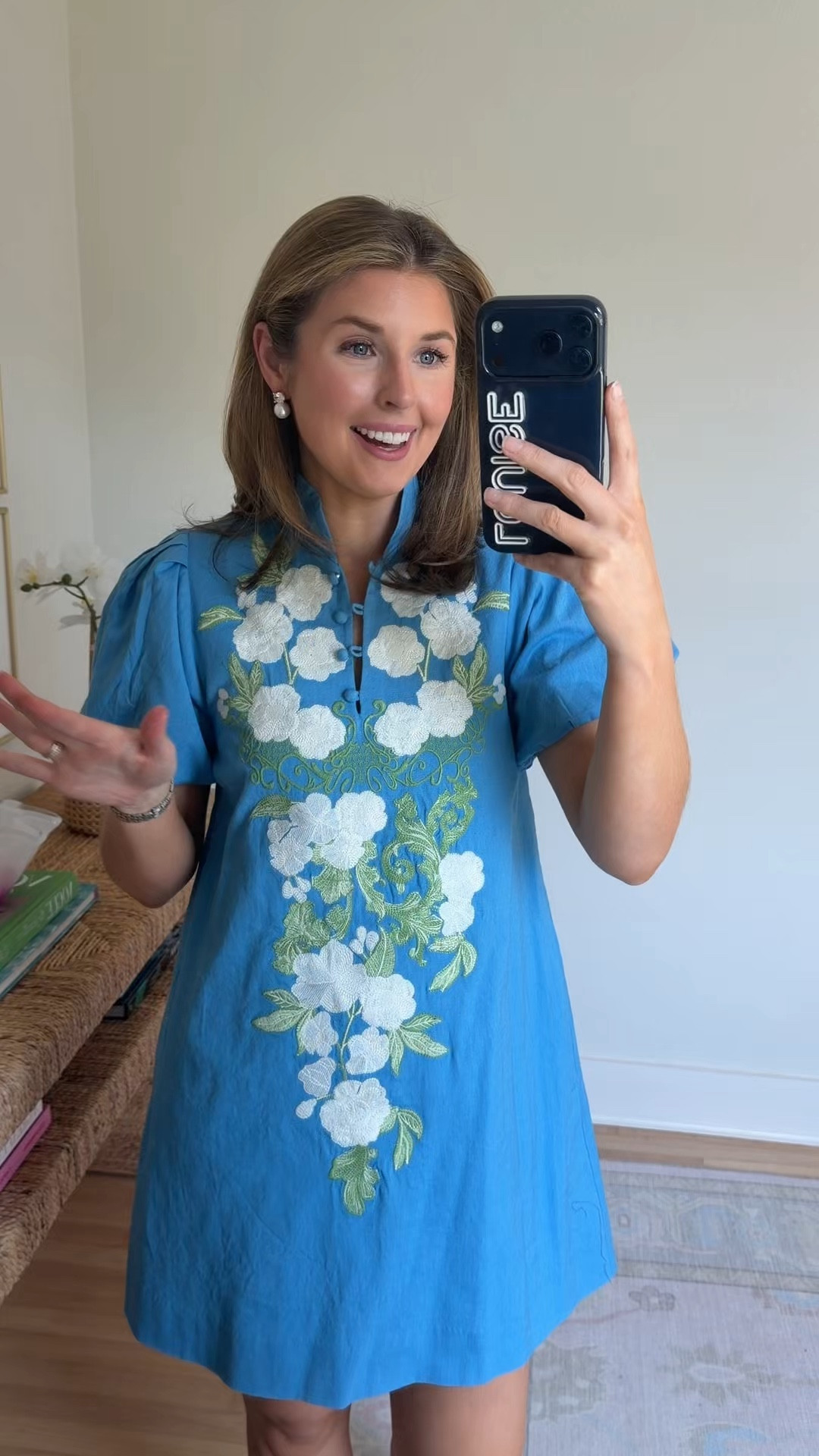 Blue mini for spring events! Wearing an XS