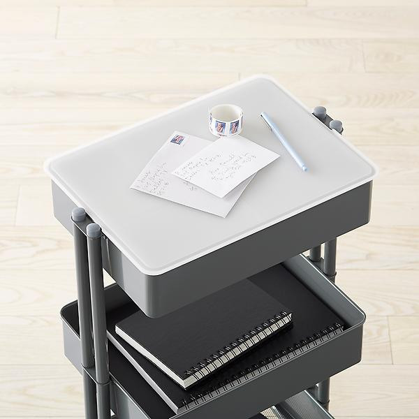 Clear 3-Tier Rolling Cart Reversible Organizer Lid | The Container Store