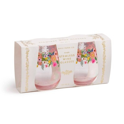Rifle Paper Co. Garden Party 18oz Acrylic Stemless Wine Glass Set | Target