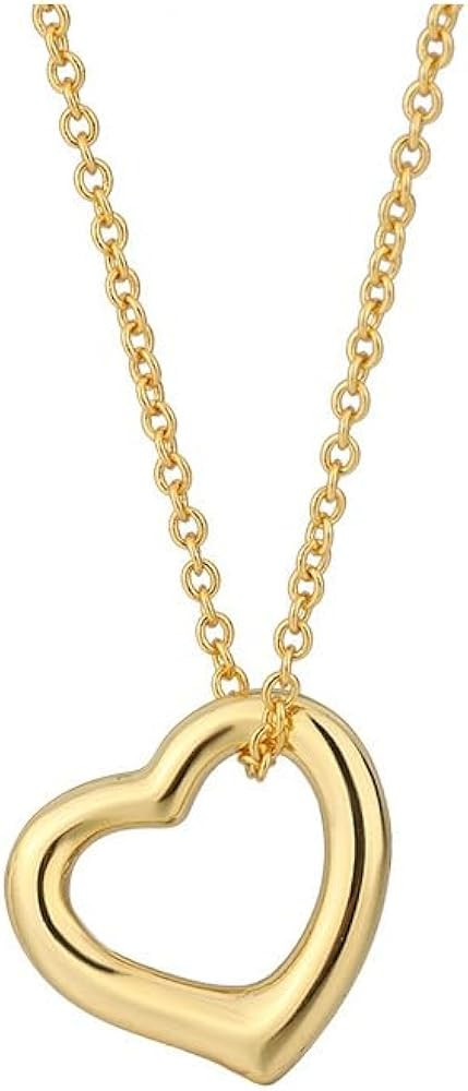 Sterling Silver Open Heart Pendant for Women Floating Heart Necklace I Love You Necklace Simple H... | Amazon (US)