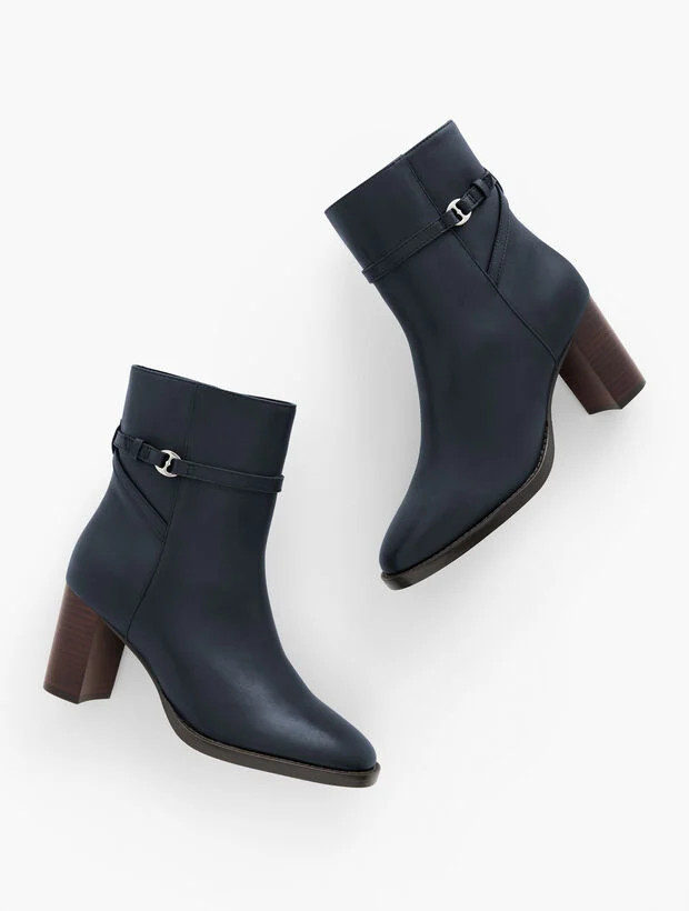 Claudette Nappa Block Heel Ankle Boots | Talbots