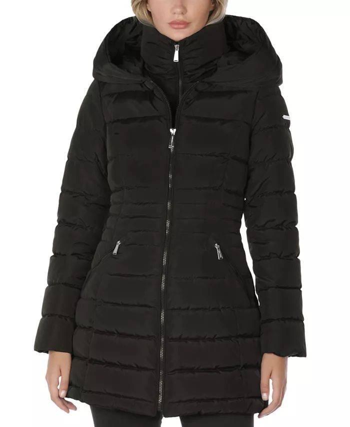 Women's Bibbed Hooded Puffer Coat | Macy's