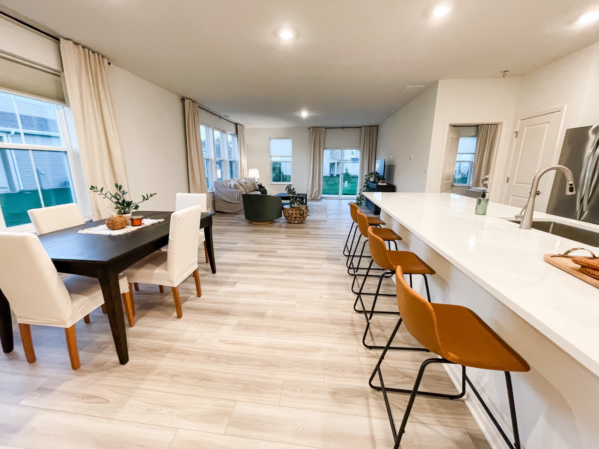 dining room chair slip covers, chairs, curtains, curtain rod, rug, coffee table 

#LTKhome #LTKstyletip