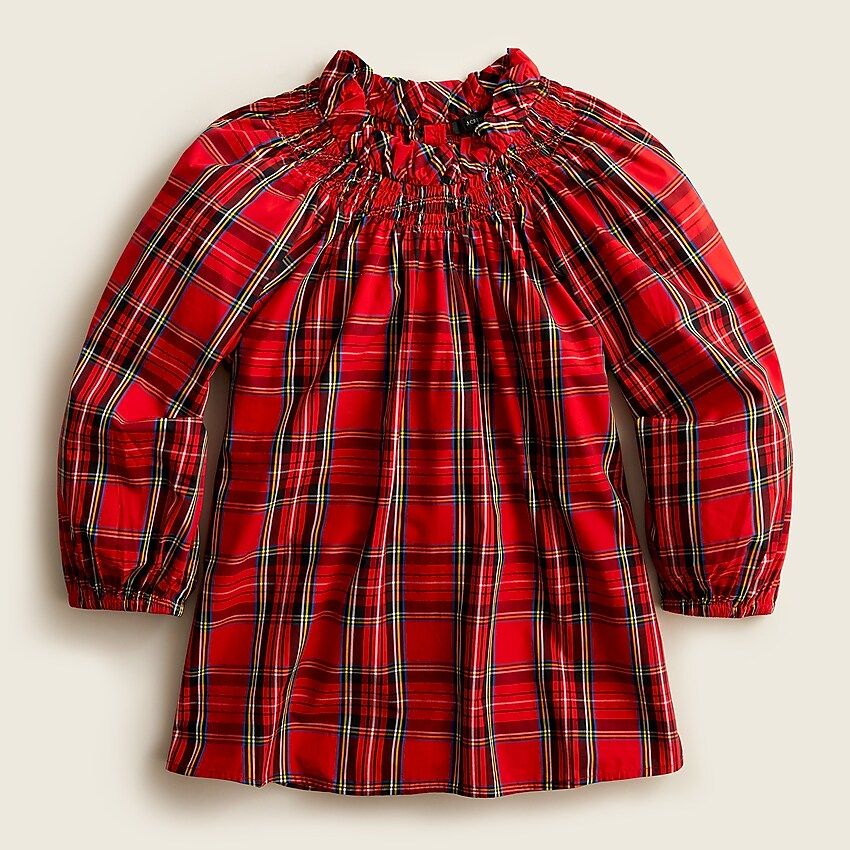 Smocked-neck top in Good Tidings plaid | J.Crew US