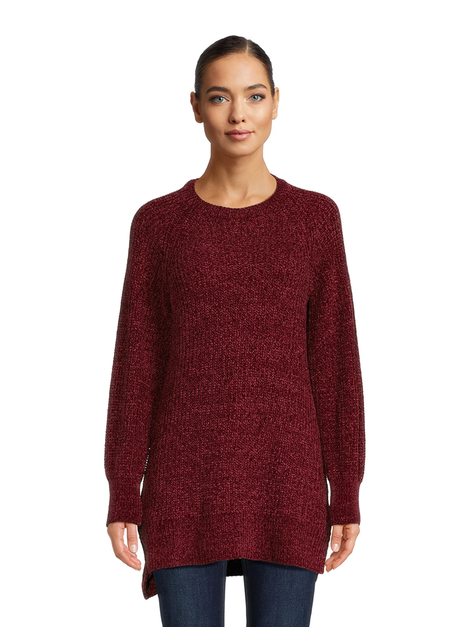 Time and Tru Women's Chenille Crew Neck Tunic Sweater, Midweight, Sizes XS-XXXL | Walmart (US)