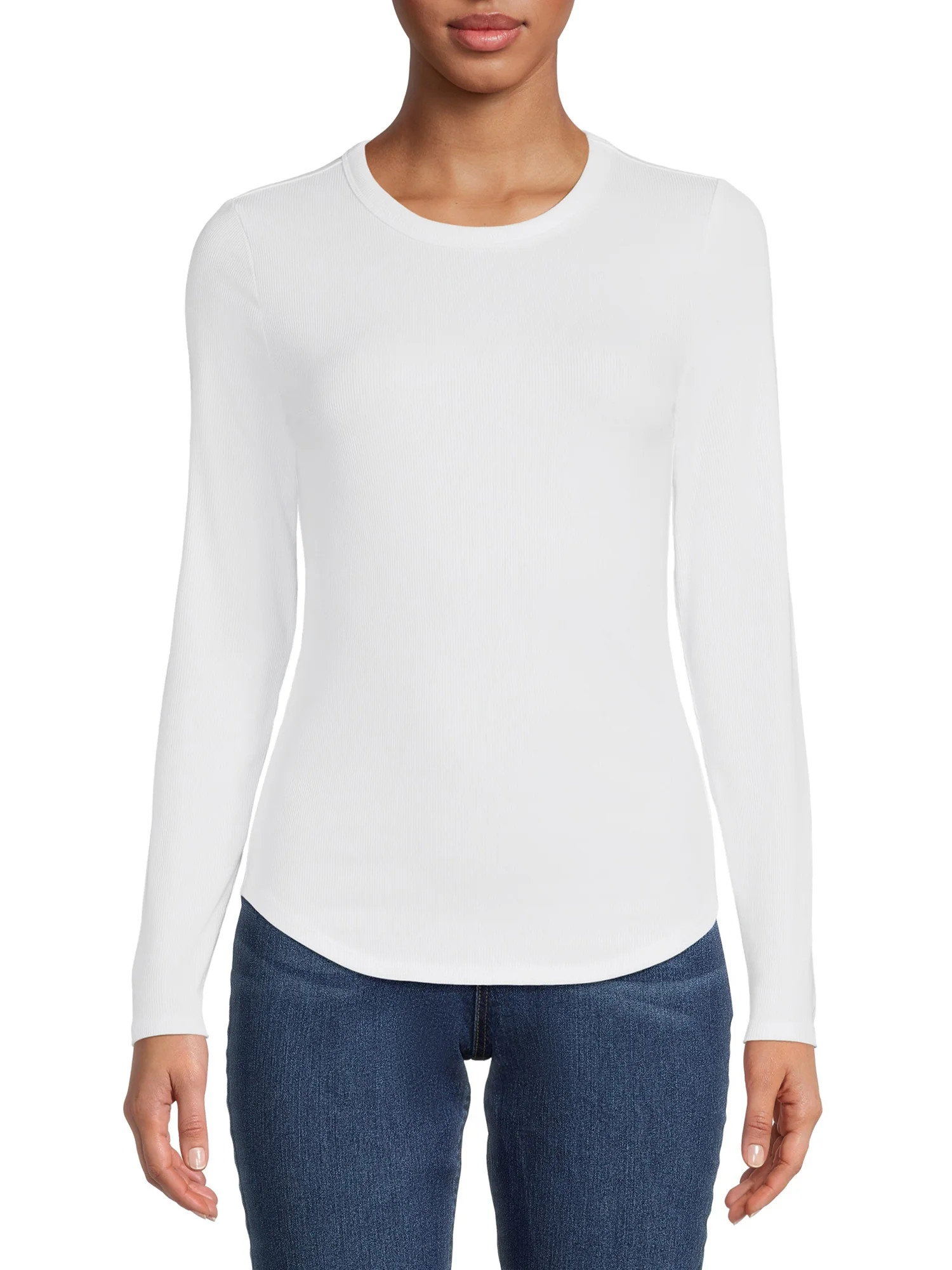 No Boundaries Juniors' Crew Ribbed Long Sleeve Tee | Walmart (US)